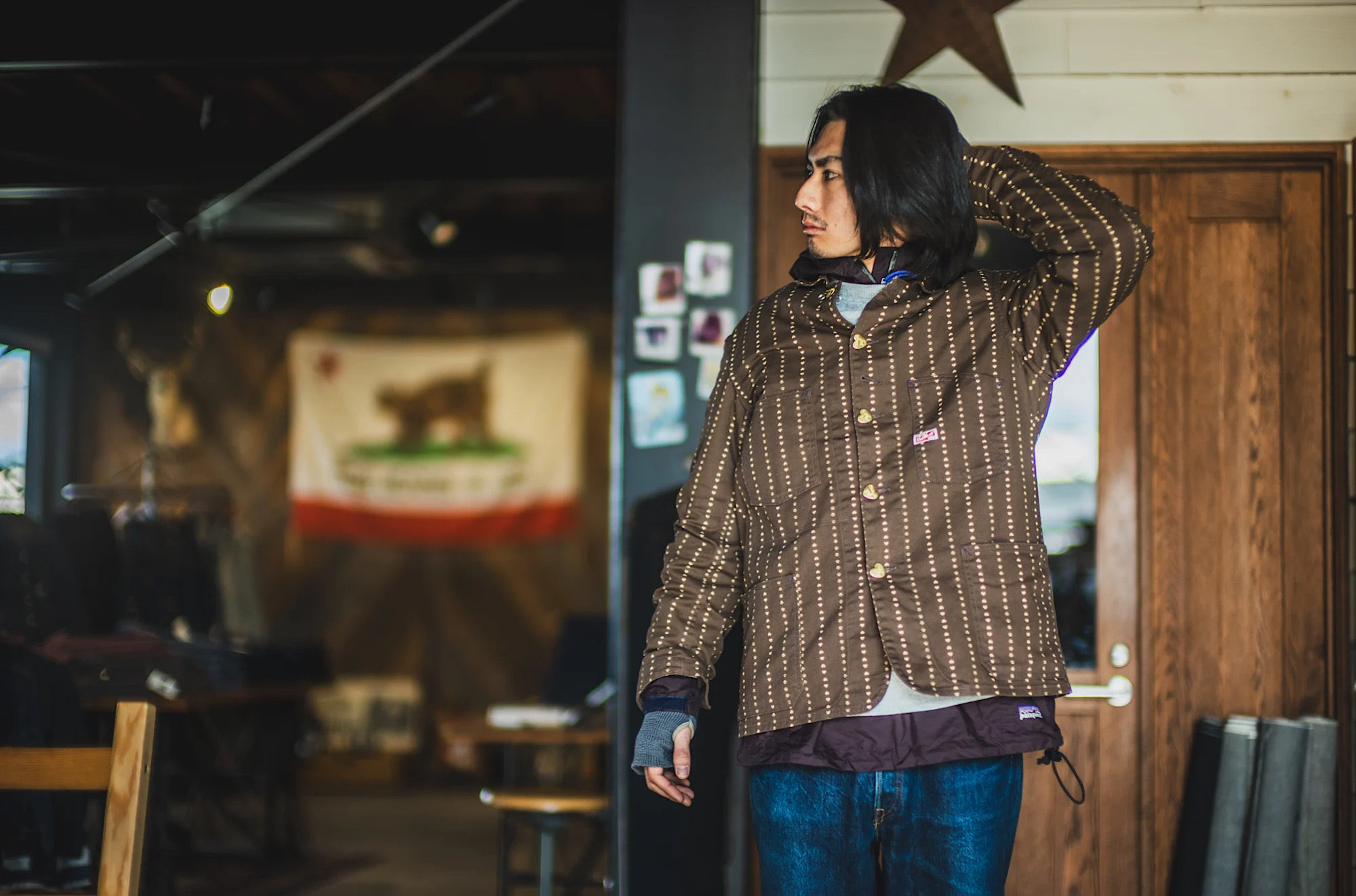 TCB jeans “Cathartt Chore Coat Brown Paw Stripe” : crossover.co