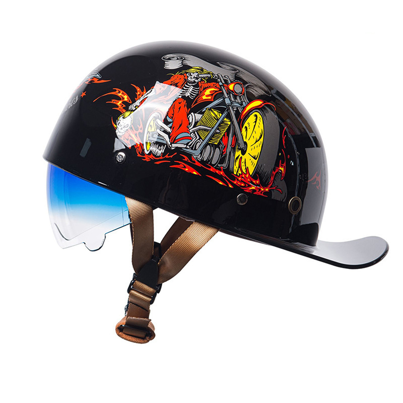 公道対応不可 装飾ヘルメット ハーフヘルメット 半キャップ シールド可動 野球帽 つば付き ユニセックス 男女兼用 軽量 日除け 夏季適用 |  | 02