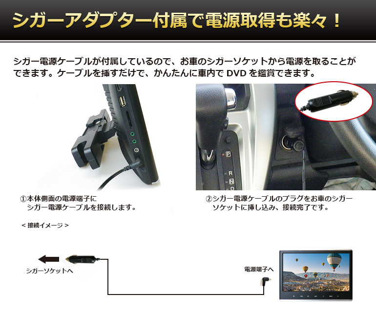 ヘッドレストモニター DVD内蔵 ポータブルDVDプレーヤー 車 HDMI