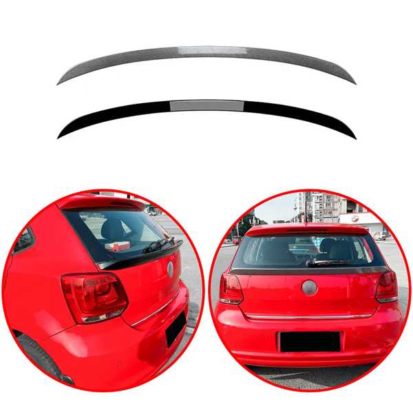 Abs中間リアスポイラー,光沢のある黒,カーボンファイバー,vwポロ