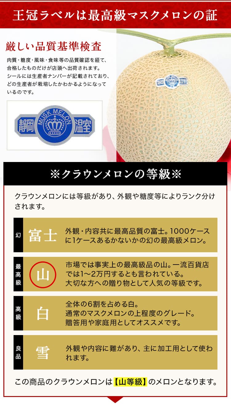 【母の日ギフト】【送料無料】クラウンメロン 山等級 1.3kg前後 1玉 化粧箱入 静岡県産 高級フルーツギフト |  | 07