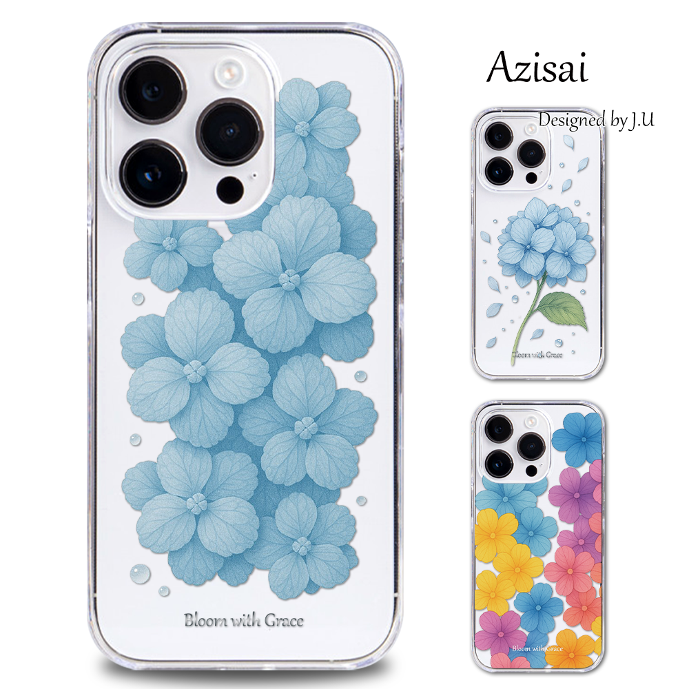 L01J docomo V20 Pro L-01J ケース カバー クリア イラスト スマホケース 携帯カバー 透明 デコ L01J 紫陽花 | LGエレクトロニクス