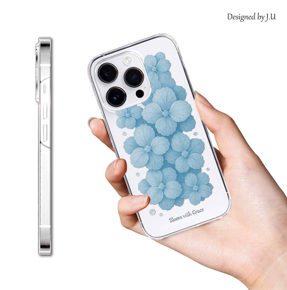 L01J docomo V20 Pro L-01J ケース カバー クリア イラスト スマホケース 携帯カバー 透明 デコ L01J 紫陽花 | LGエレクトロニクス | 03