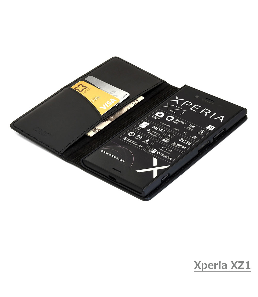 Xperia XZ2 / XZ1 / XZ1 Compact 手帳型 レザー ケース 丁寧なコバ処理 革職人が制作したヌメ革製 エクスペリア カバー | SONY | 02
