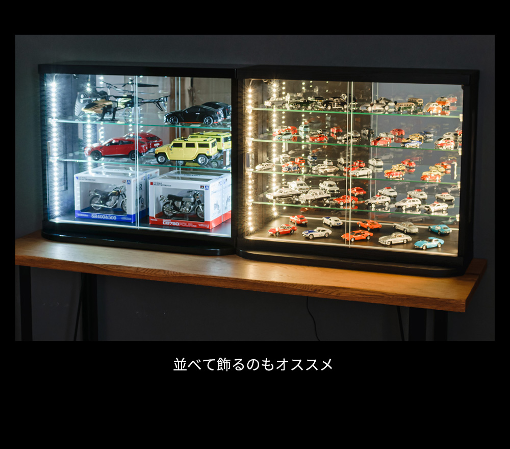 コレクションケース 卓上 LED 70 引き戸 トミカケース ガンプラ フィギュア コレクションボード カフェ｜cs-with｜09