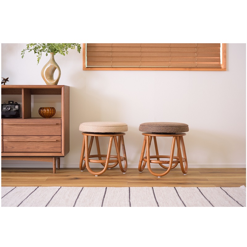 スツール 回転 丸 ラタンチェア おしゃれ ラウンド 回転式チェア 藤 円