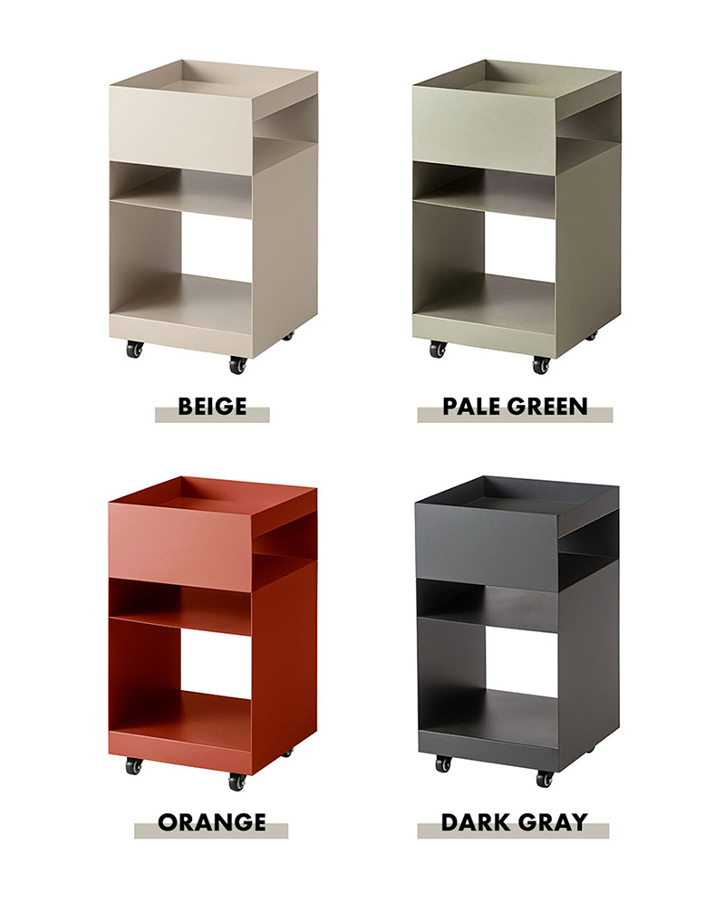 ワゴン キャスター付き 棚付き 収納 モダン アクセント 正方形 レトロ
