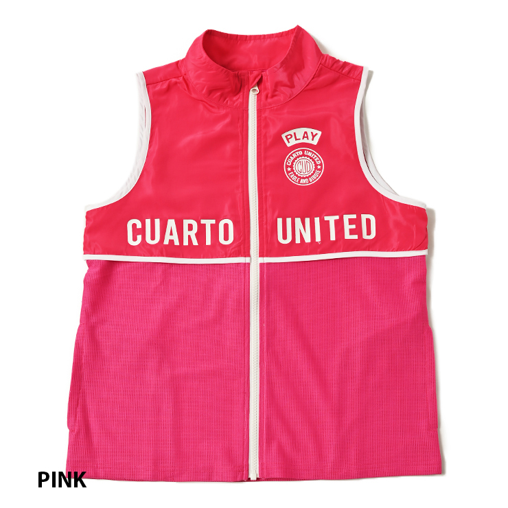 メッシュ切替ベスト ジップアップ プリントロゴ レディース クアルトユナイテッド ゴルフウェア アウトレット 22SS | Cuarto UNITED | 03