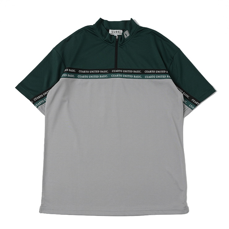 CUARUTO UNITED BASIC モックネックシャツ Cuarto UNITED モックネック 半袖カットソー 袖アシンメトリー