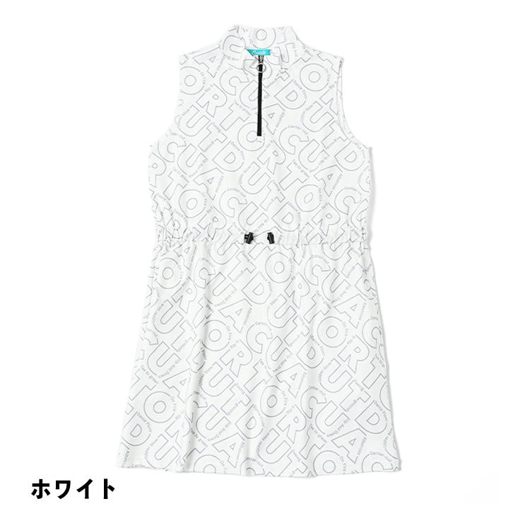 ハーフジップノースリーブワンピース ハイネック ワッフル ロゴ総柄 レディース クアルトユナイテッド ゴルフウェア 24HS | Cuarto UNITED | 01
