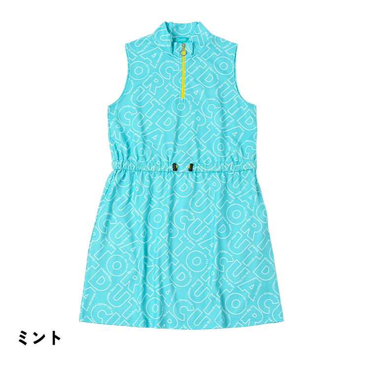 ハーフジップノースリーブワンピース ハイネック ワッフル ロゴ総柄 レディース クアルトユナイテッド ゴルフウェア 24HS | Cuarto UNITED | 02