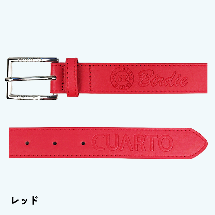 ベルト 合皮 革 エボンスロゴ バックル 刻印ロゴ レディース クアルトユナイテッド ゴルフウェア 20FW レッド | Cuarto UNITED | 02