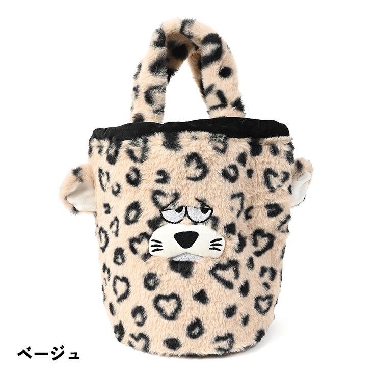 巾着バッグ ファーバッグ トラ型 マスコット ハートヒョウ柄 クアルトユナイテッド ゴルフグッズ 25FW 新作 | Cuarto UNITED | 01