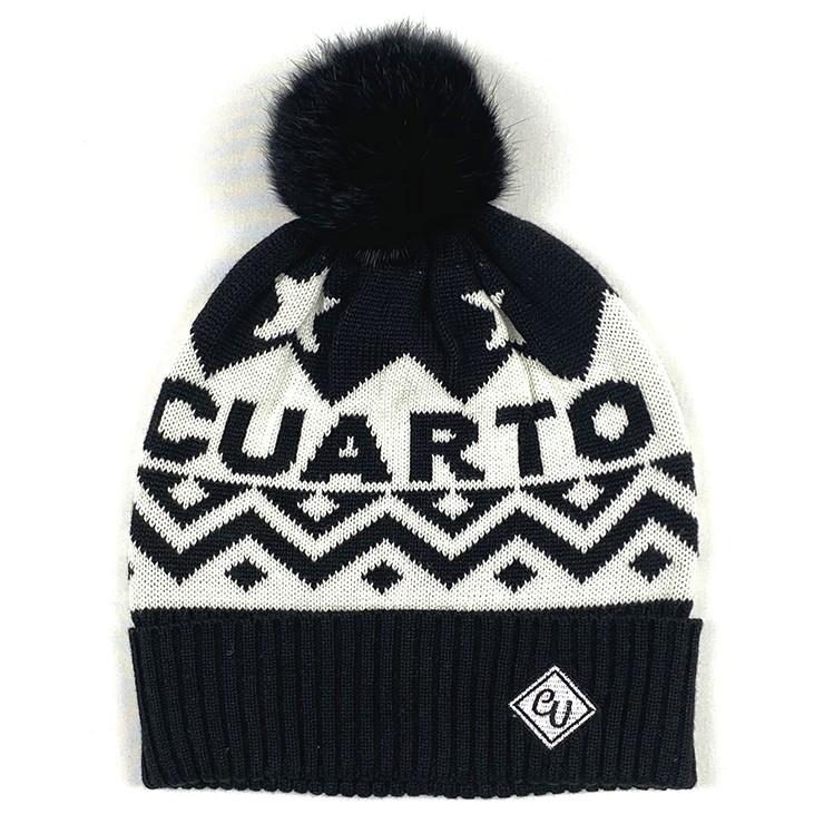 ニット帽 ビーニー ボンボン 星柄 ラウンドロゴ クアルトユナイテッド ゴルフググッズ 帽子 アウトレット 19FW | Cuarto UNITED | 01