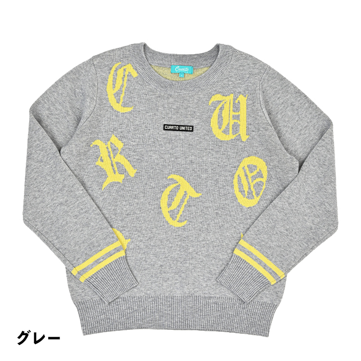ニットトップス プルオーバー ゴシック調 ロゴジャガード レディース クアルトユナイテッド ゴルフウェア 24FW Cuarto UNITED ニット プルオーバー トップス ゴシック調 ロゴ