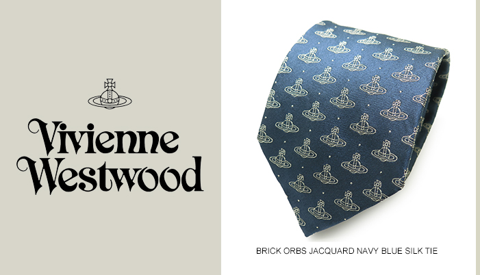 Vivienne Westwood　ネクタイ　オーブ　パターン柄　ネイビー Vivienne Westwood ヴィヴィアン ・ウエストウッド BRICK ORBS