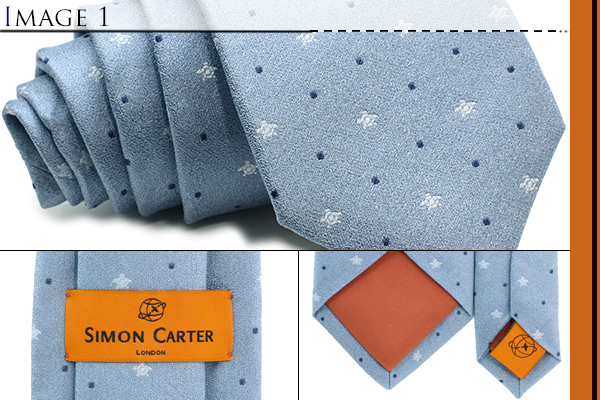 サイモンカーター ペイズリー マルチドット  アシンメトリー シルク ネクタイ 2026SSモデル】SIMON CARTER サイモンカーター PAISLEY STRIPE GREY