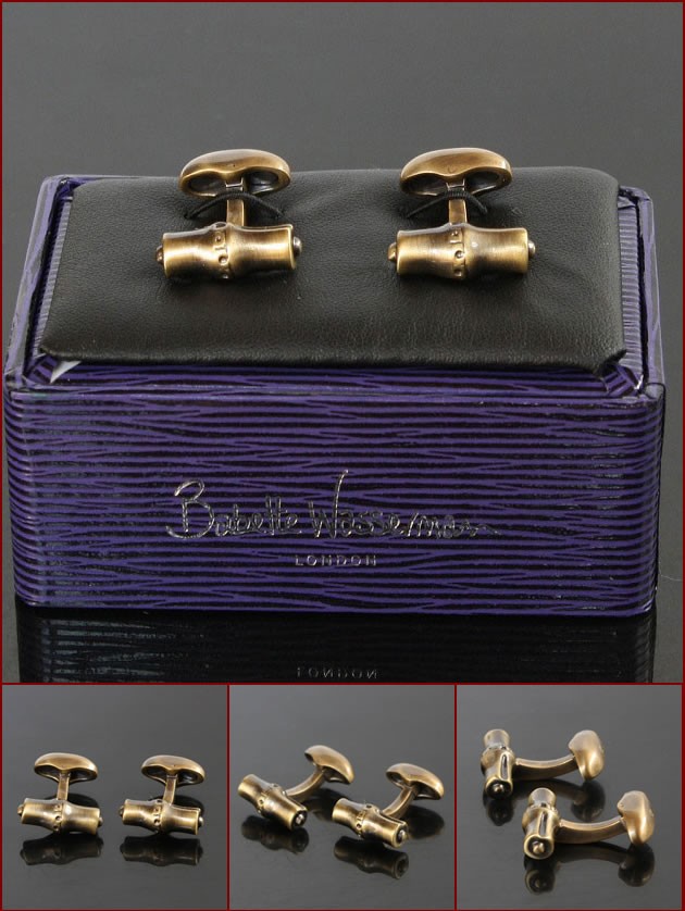 Babette Wasserman ゴールドバンブーカフスボタン（カフリンクス