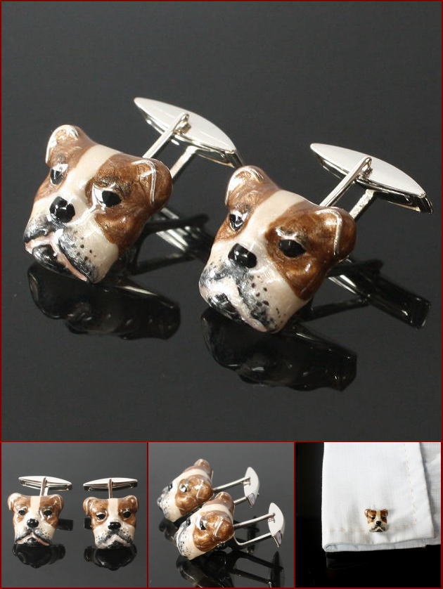 【SATURNO Italy】ブルドック（ダークブラウン）・カフス【カフリンクス・カフスボタン】 カフス カフスボタン SATURNO Italy ブルドック（ダークブラウン