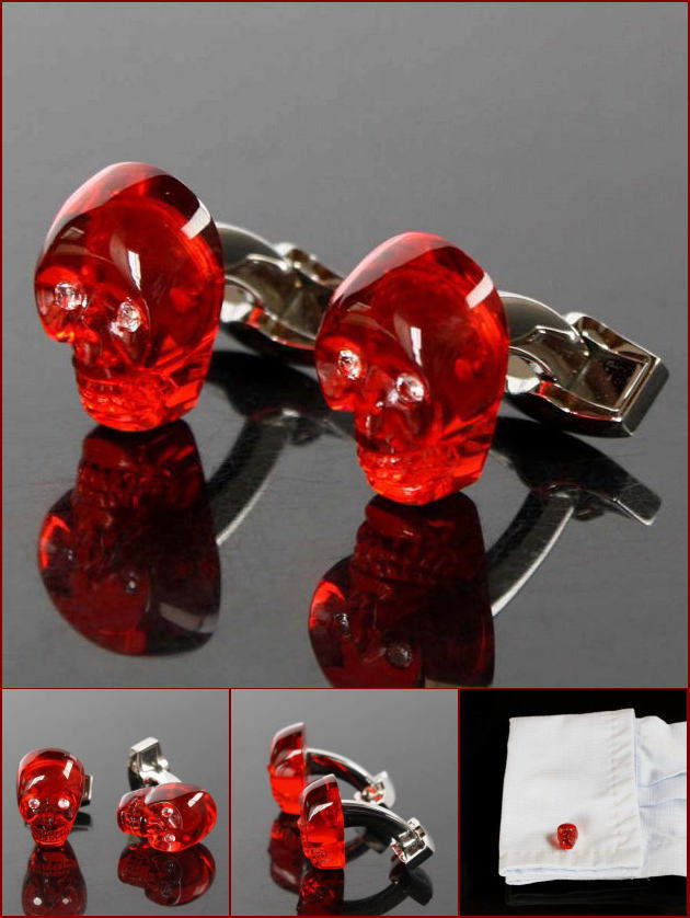 【タテオシアン】レッドクリスタルスカルカフス カフス カフスボタン タテオシアン・レッドクリスタルスカル : 鎌倉