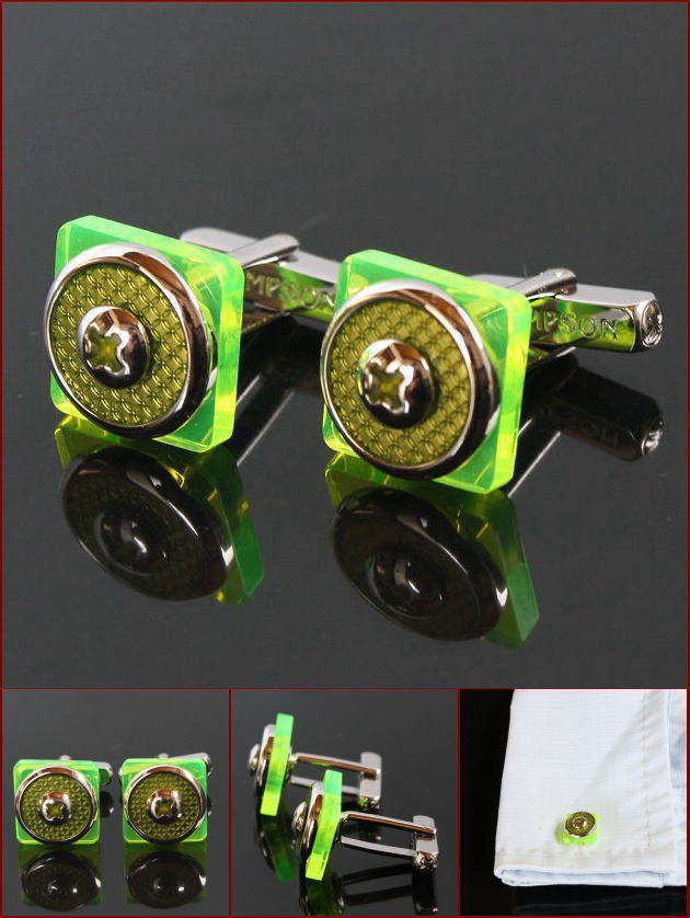 【トンプソン】グリーンスクエアーカフス カフス カフスボタン トンプソン グリーンスクエアー : 鎌倉カフス工房