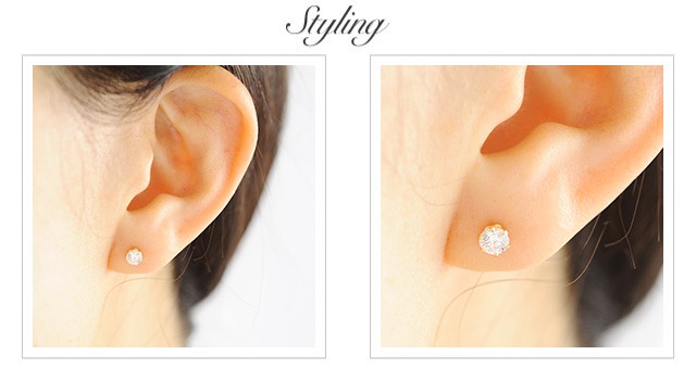 K18 diamond pierced earrings float 0.5ct