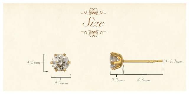 K18 diamond pierced earrings float 0.5ct