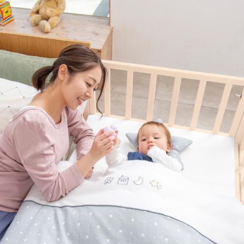 ベビーベッド 新品レンタル3ヶ月 With ナチュラル 床板すのこ+抗菌塗装  