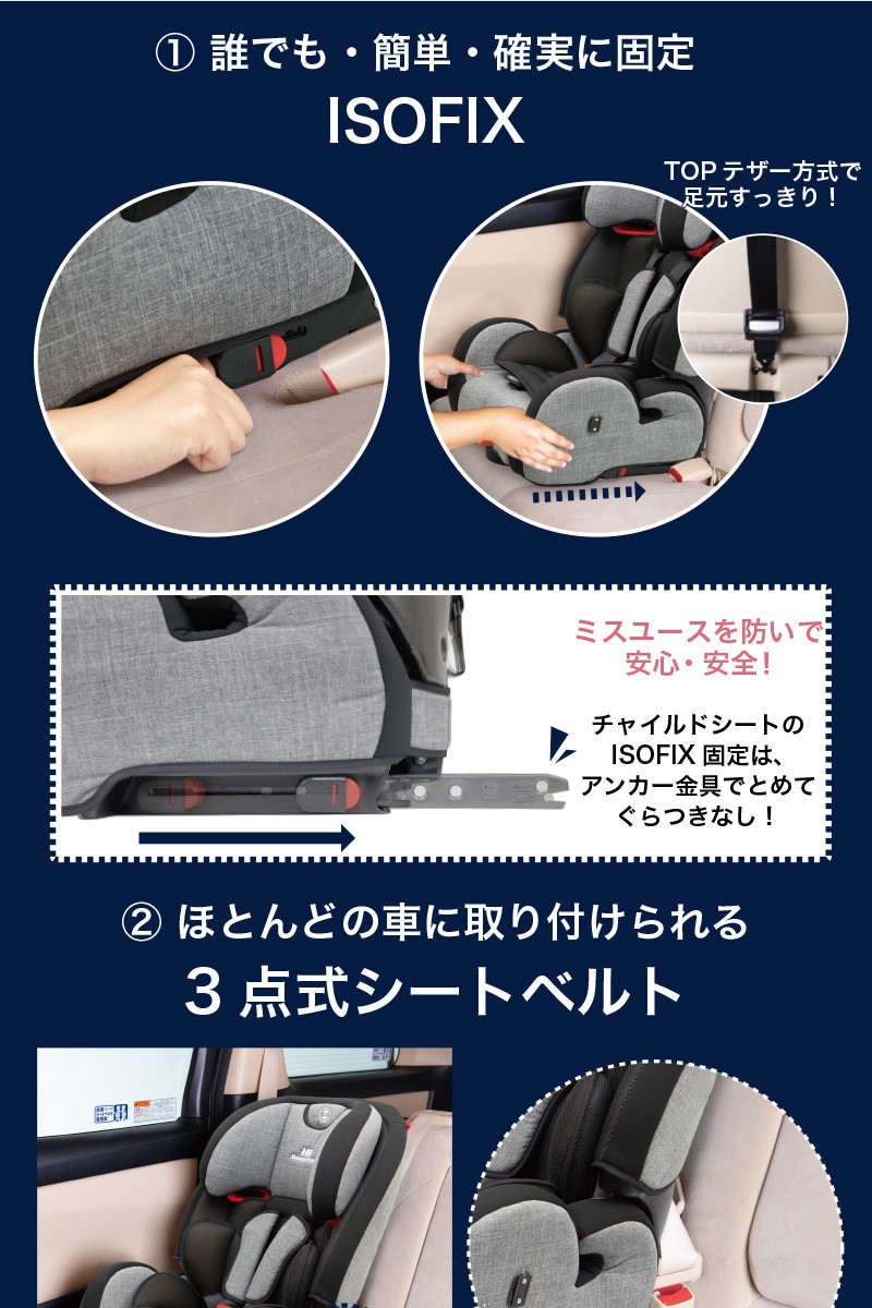 チャイルドシート Isofix Ec ハイバックブースターec Fix 3点式シートベルト Fix ジュニアシート 日本育児 日本育児 Y Ni19jul17 01 Good Baby
