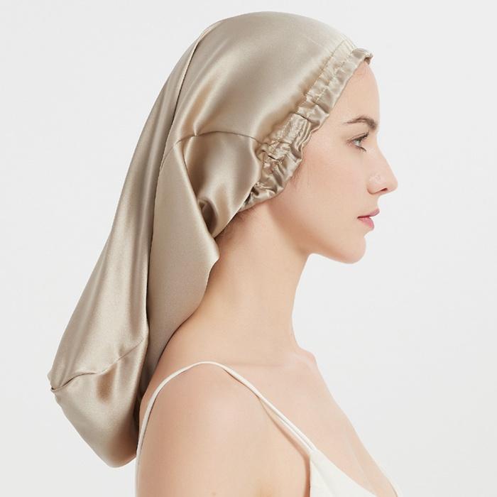 ナイトキャップ ロングヘア用 シルク シルクキャップ ゴム 美髪 パサつき予防 ロング ヘアキャップ 就寝用 筒型デザイン 朝まで脱落なし | ブランド登録なし | 02