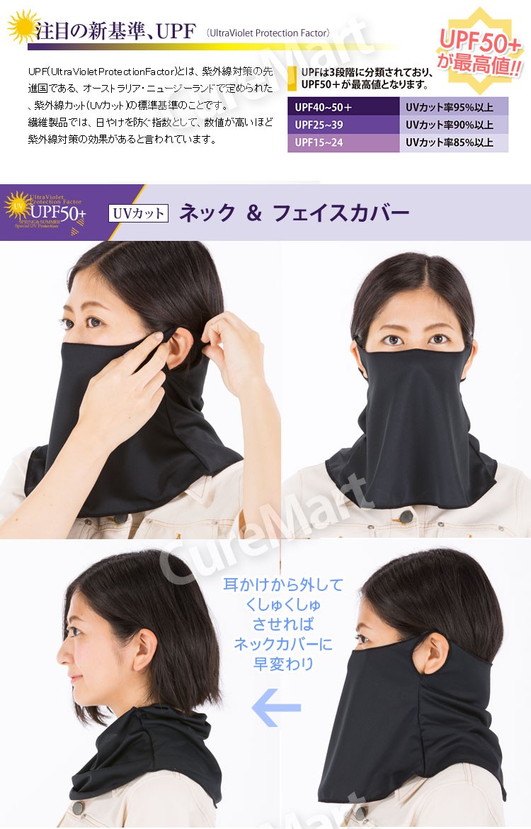 SUNAYAMA UPF50+ UVカット ネック＆フェイスカバー 紫外線遮断率