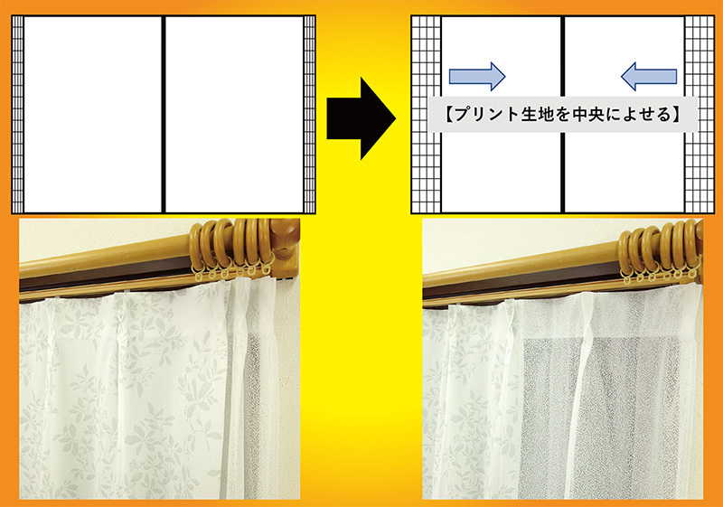 レースカーテン 採光部を開閉して光や空気を取り込む多機能プリントレースカーテン