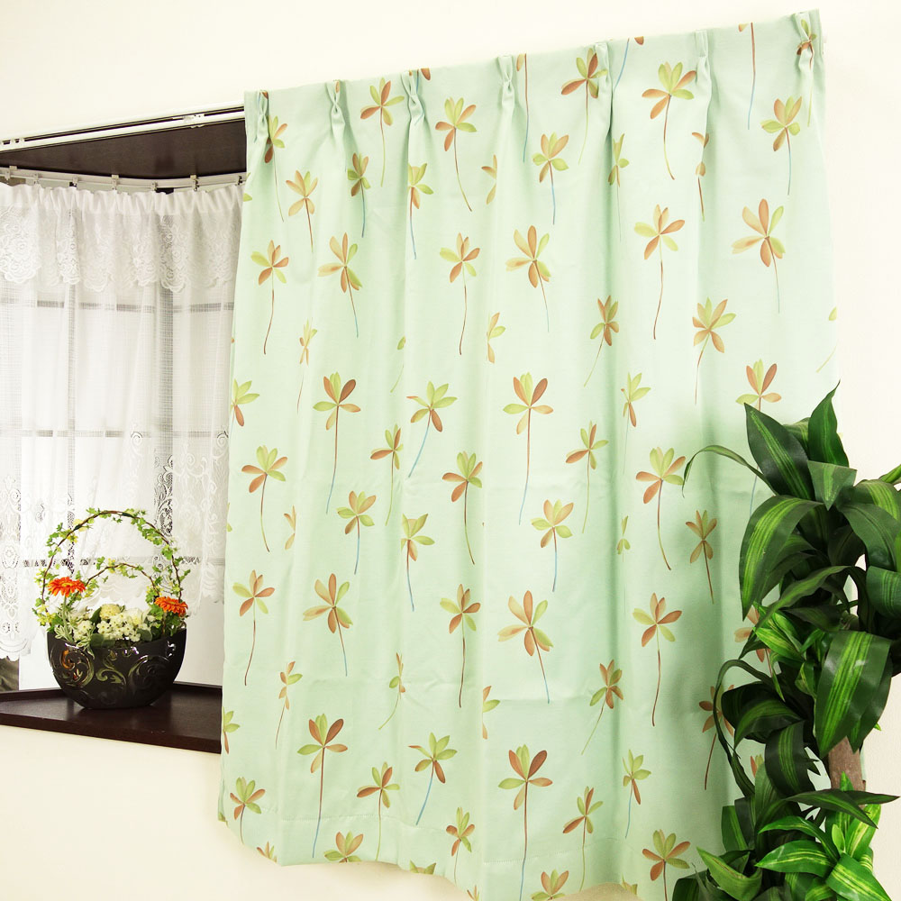 カーテン 1級遮光カーテン ベージュ グリーン イエロー 花柄 日本製 幅 