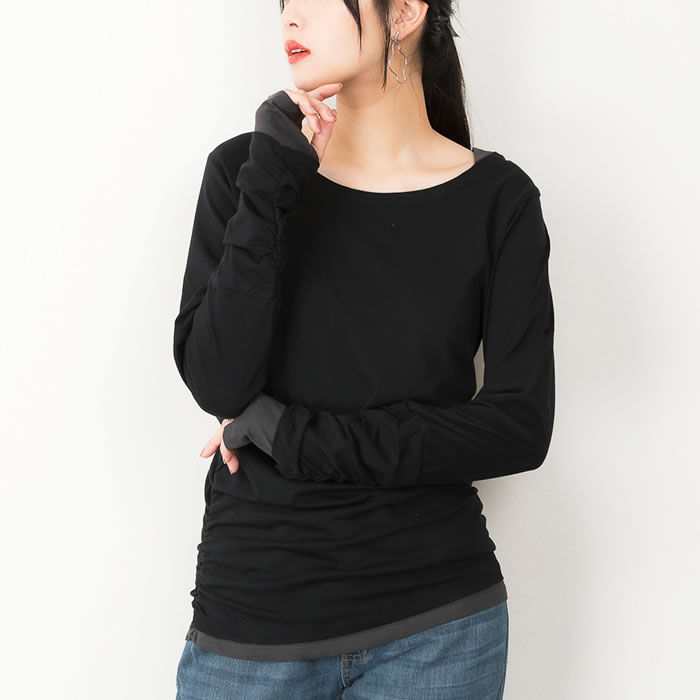 長袖カットソー ルーカー 意味 レイヤード ロンt カットソー 長袖 マタニティ レディース 大きいサイズ LARU ラルー
