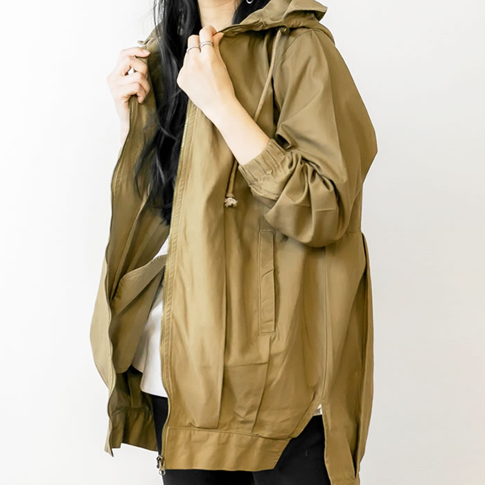 (5営業日以内入荷) 裾タックフードジャケット レディース シンプル おしゃれ 大きいサイズ LARU ラルー｜curvys｜02