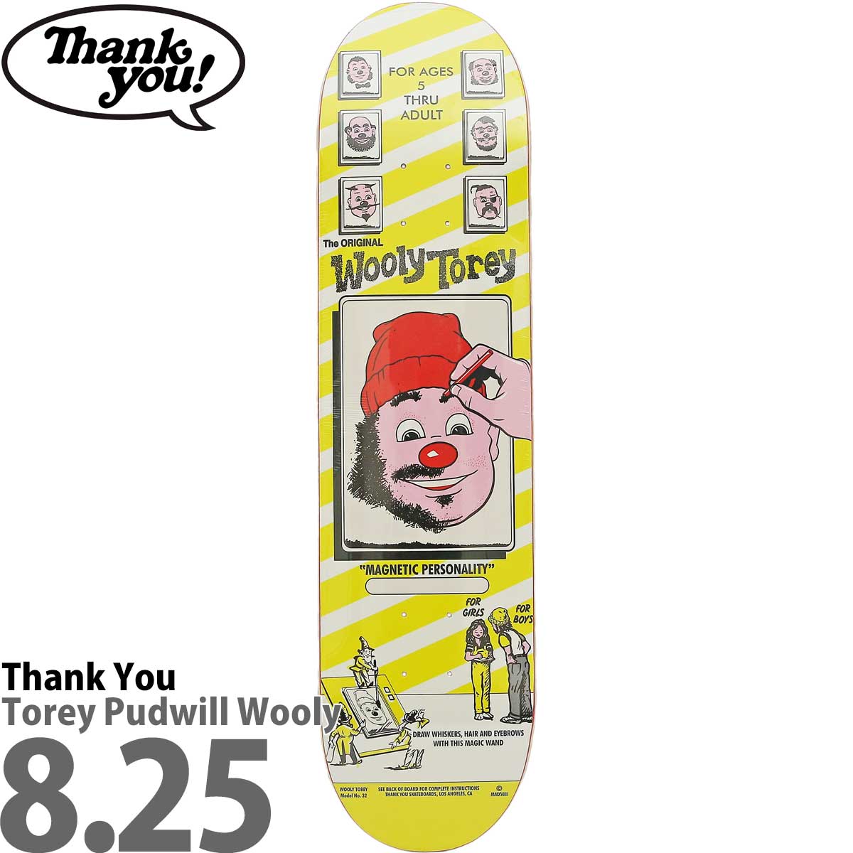 サンキュー 8.25インチ スケボー デッキ Thank You Skateboards Pro Torey Pudwill Wooly Deck  スケートボード ウーリー 人気 ブランド スケボーデッキ
