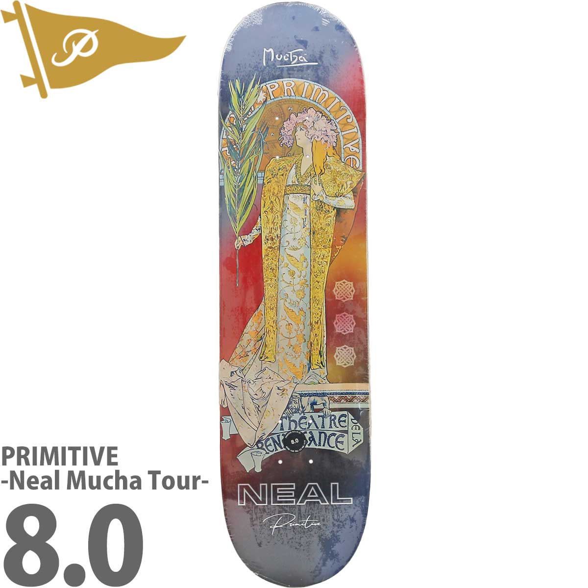 PRIMITIVE プリミティブ 8.0インチ スケボー デッキ Primitive