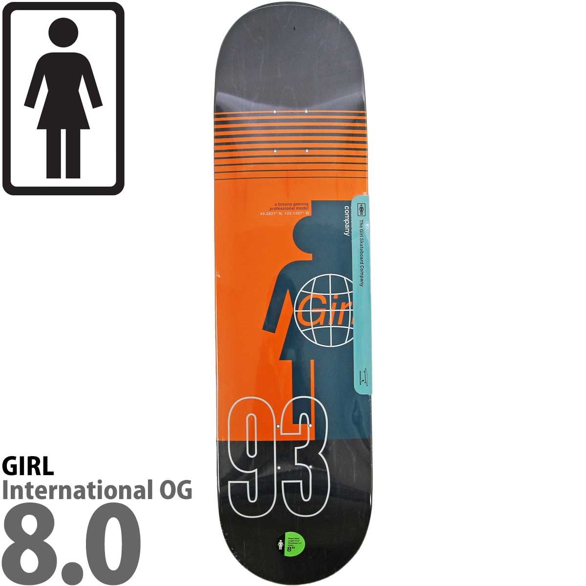 ガール 8.0インチ スケボー デッキ Girl Skateboards Pro Geering International OG Deck  スケートボード ブランド スケボーデッキ おしゃれ ブランド