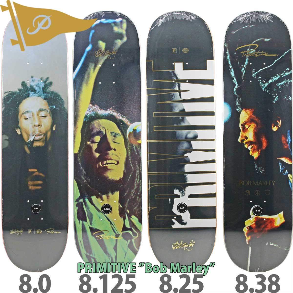 プリミティブ 8.0 8.125 8.25 8.38インチ スケボー デッキ Primitive Skateboards Bob Marley  Deck スケートボード ボブマーリー ブランド スケボーデッキ