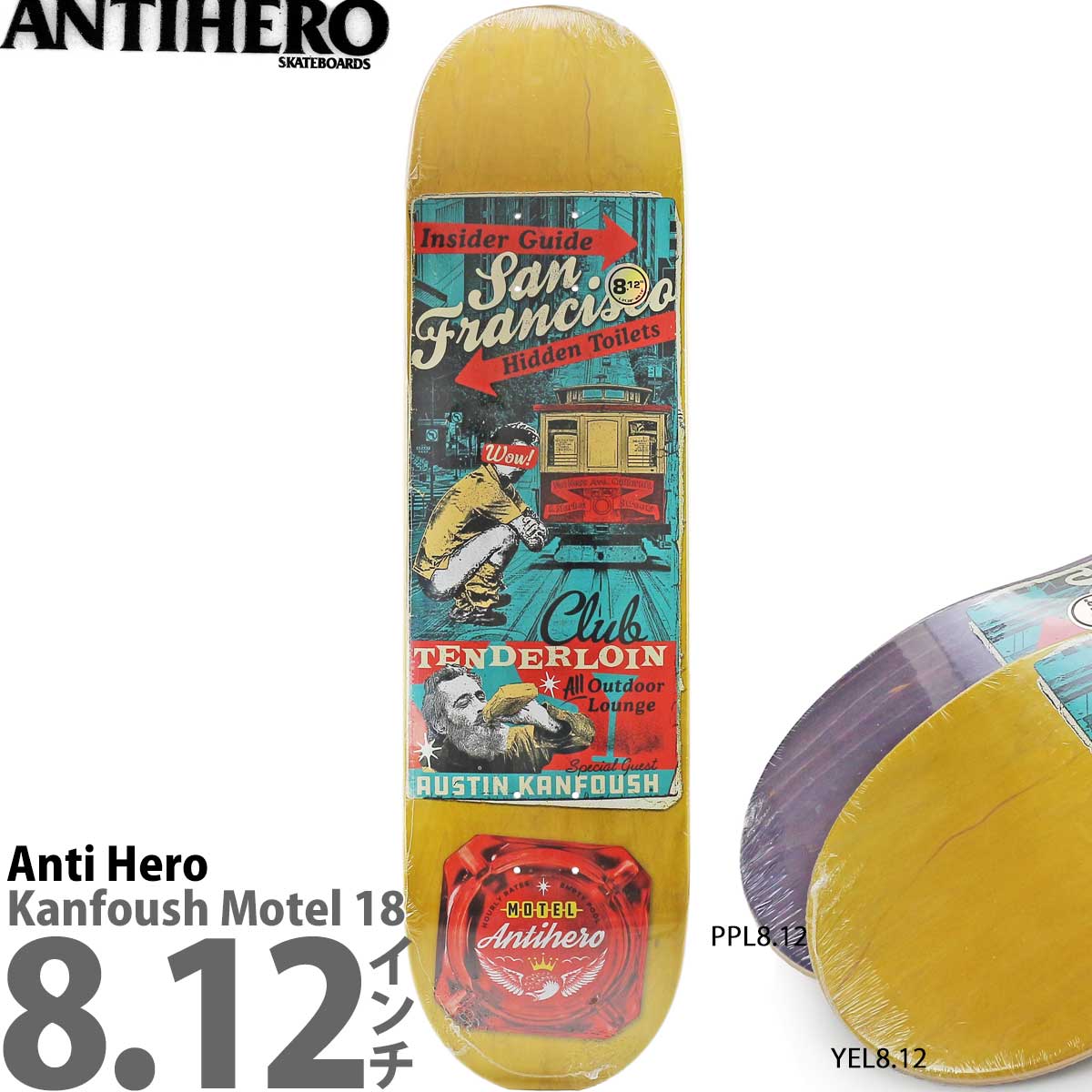 ANTIHERO アンタイヒーロー 8.12インチ スケボー デッキ Anti
