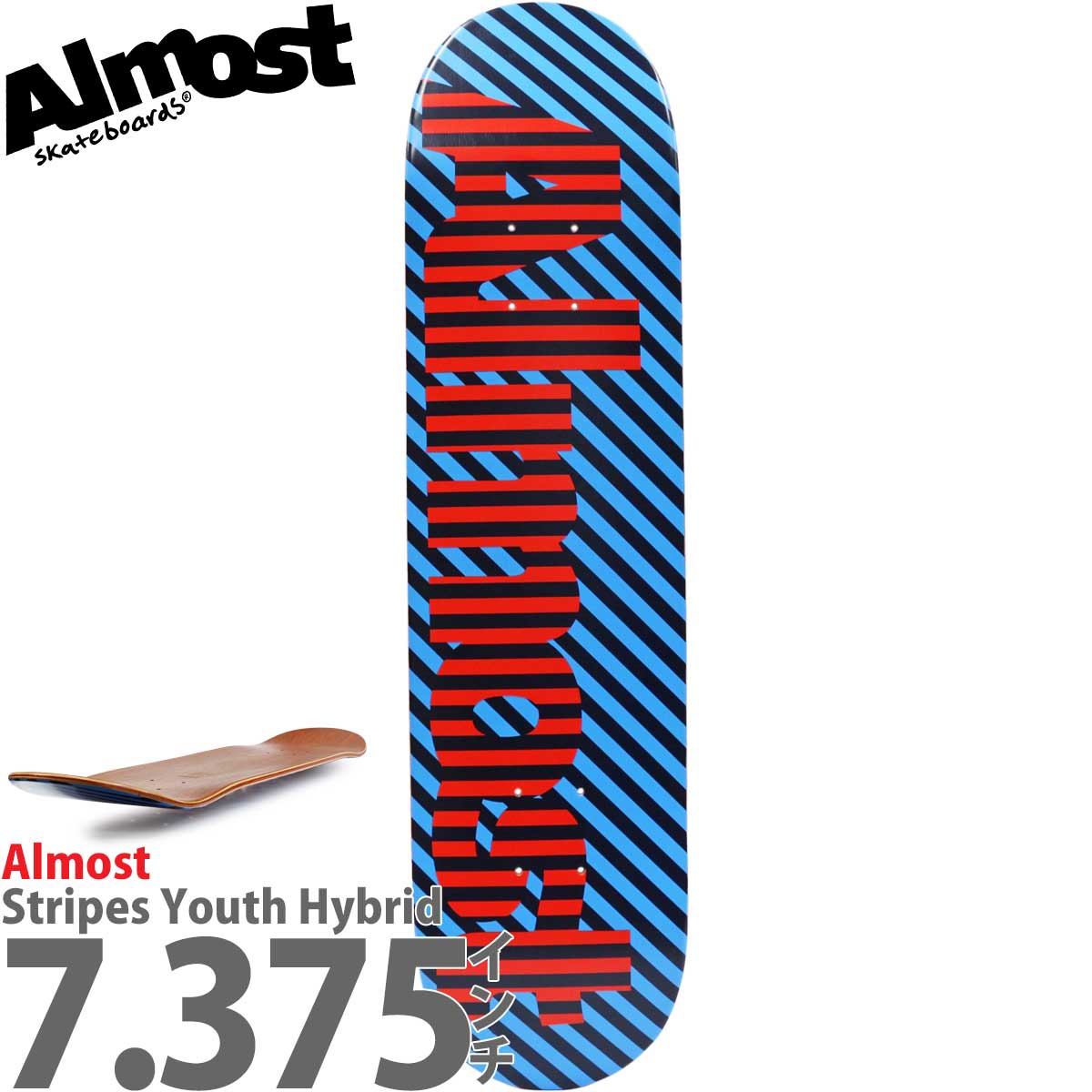 オルモスト 7.375インチ スケボー デッキ Almost Stripes Youth