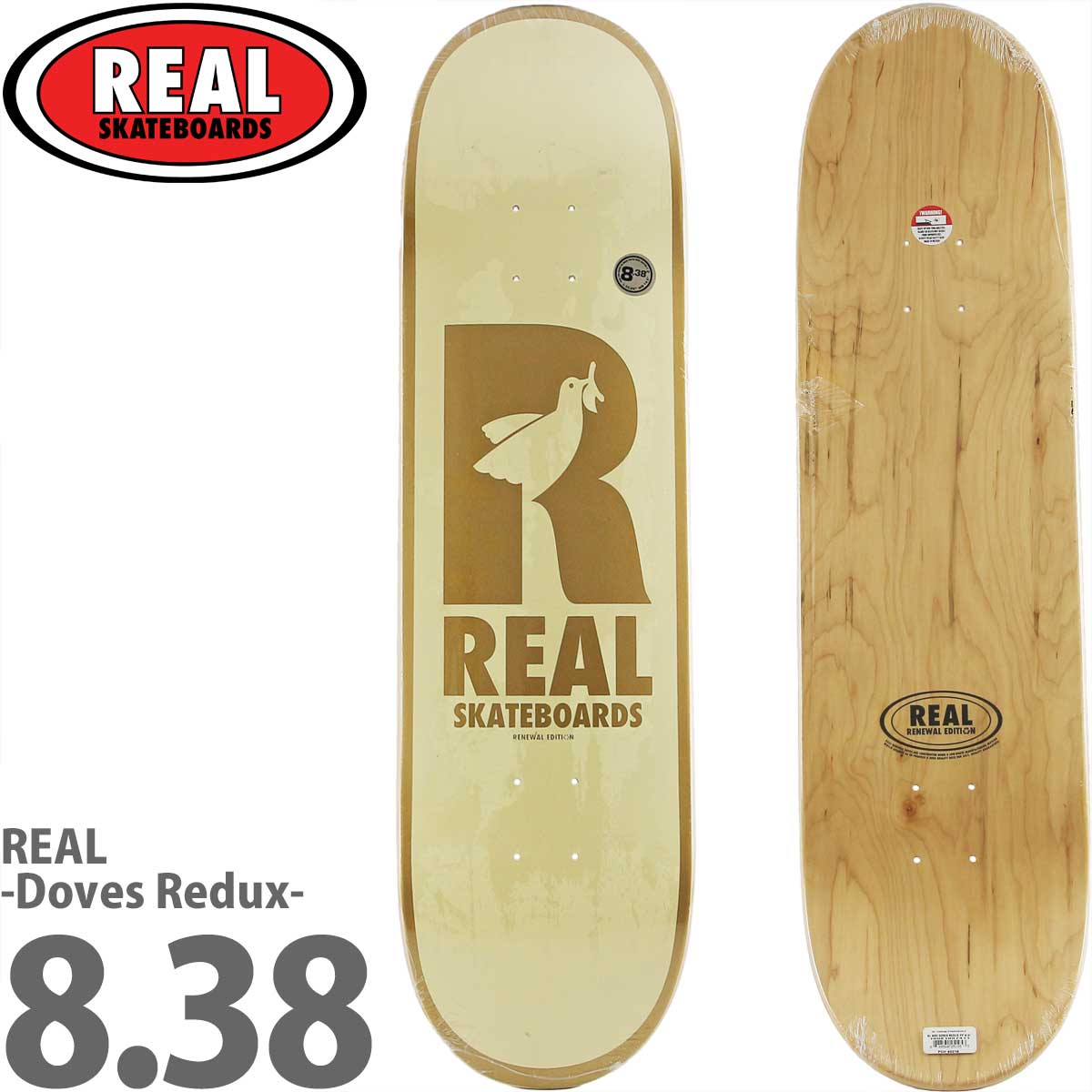 リアル 8.25 8.38 8.5インチ スケボー デッキ Real Skateboards Doves