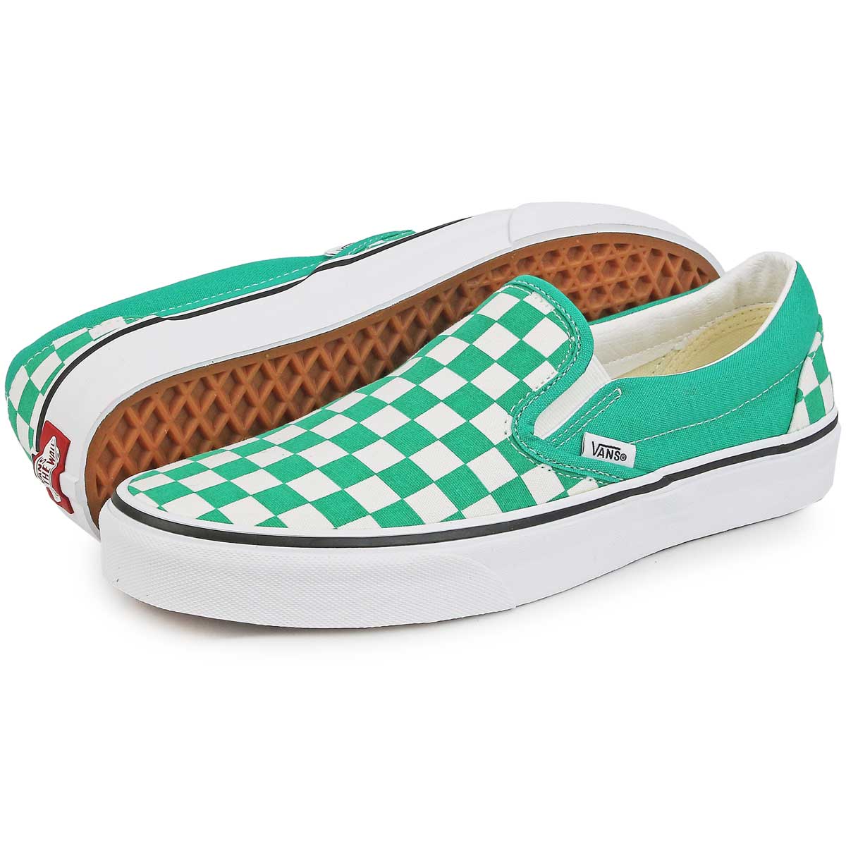 USA企画 バンズ スリッポン Vans Checkerboard Classic Slip On Green White クラシック キャンバス チェック シューズ メンズ 靴｜cutback2｜02