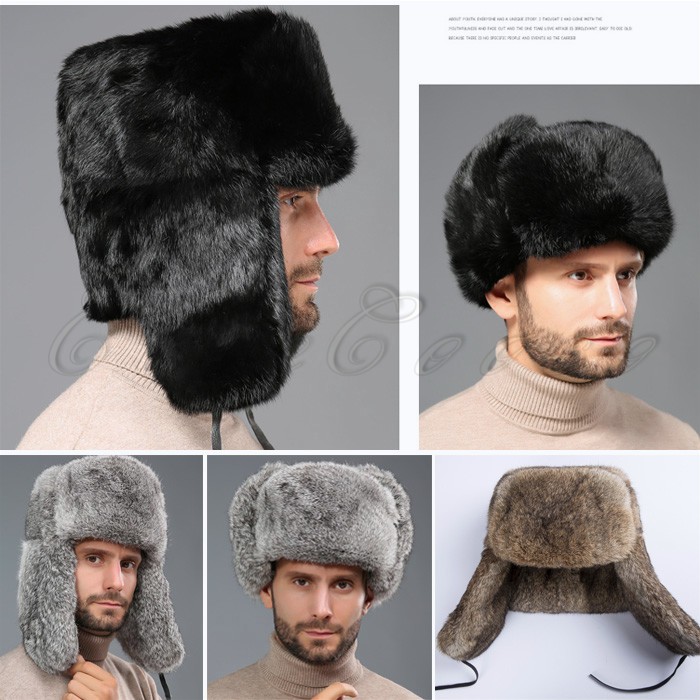 毛皮帽子 ロシア帽 メンズ フライトキャップ パイロット ラビット 
