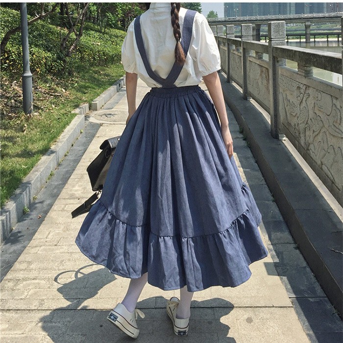 サロペットスカート 半袖シャツ 上下セット服 サスペンダー