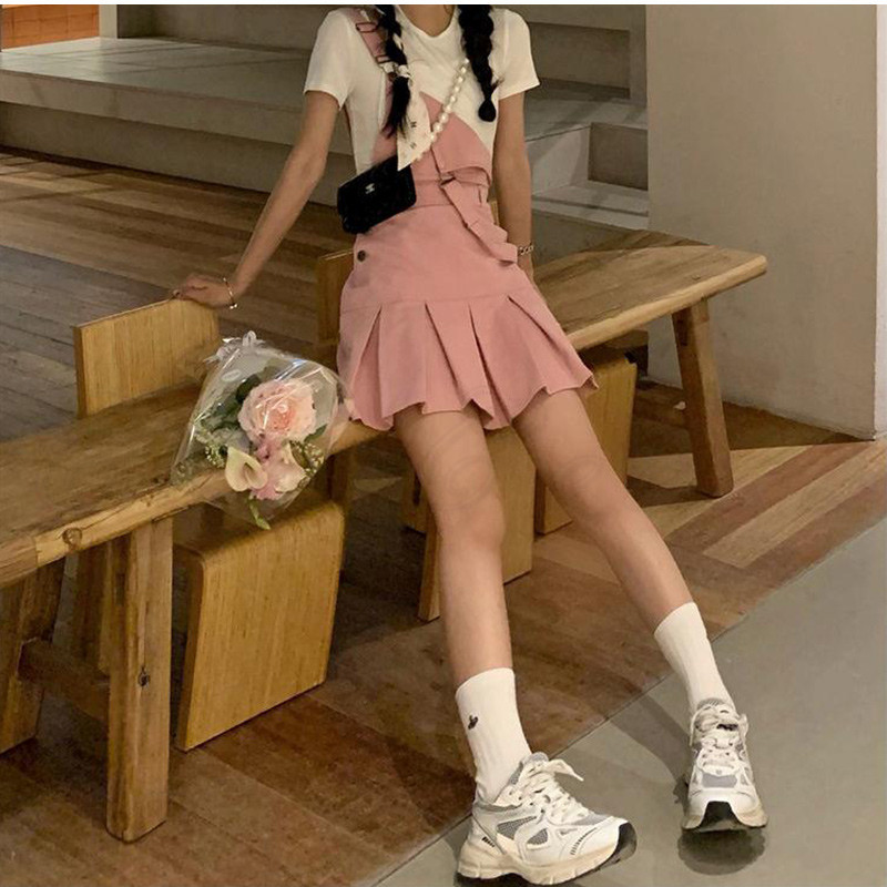 デニムサロベットスカート レディース ワンピース 無地 ミニ丈