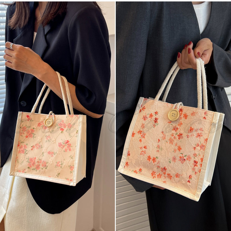 新品　ランチバッグ　帆布 ミニトート　パンセ　花 新品 ランチバッグ 帆布 ミニトート パンセ 花