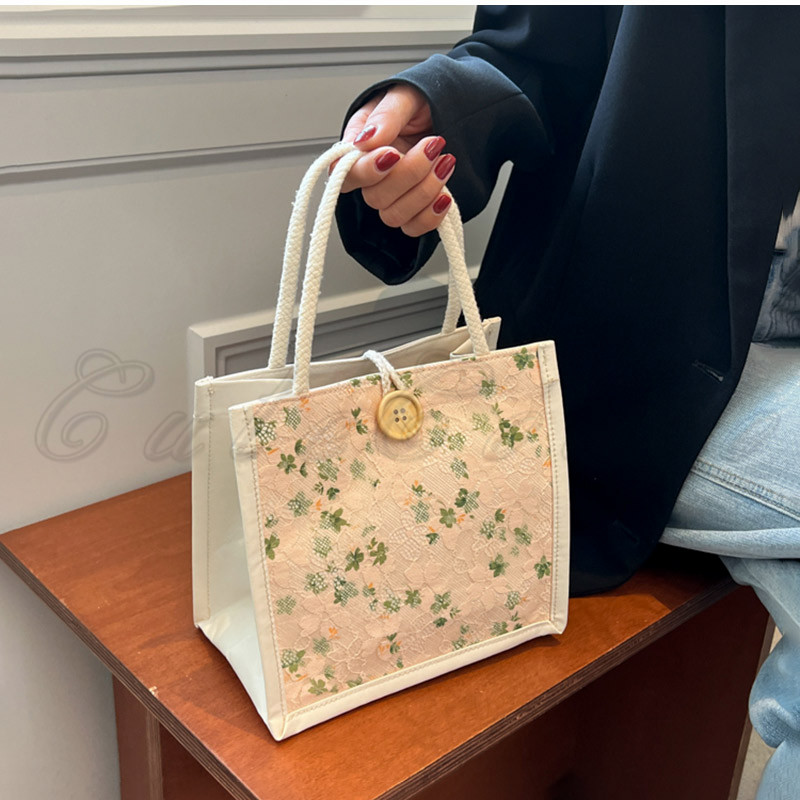 新品　ランチバッグ　帆布 ミニトート　パンセ　花 新品ランチバッグ帆布 ミニトートパンセ花