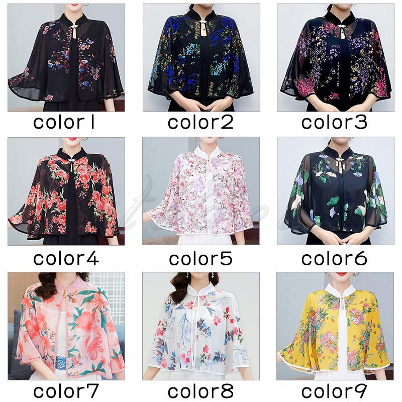 ショール ボレロ シフォンカーディガン レディース 花柄