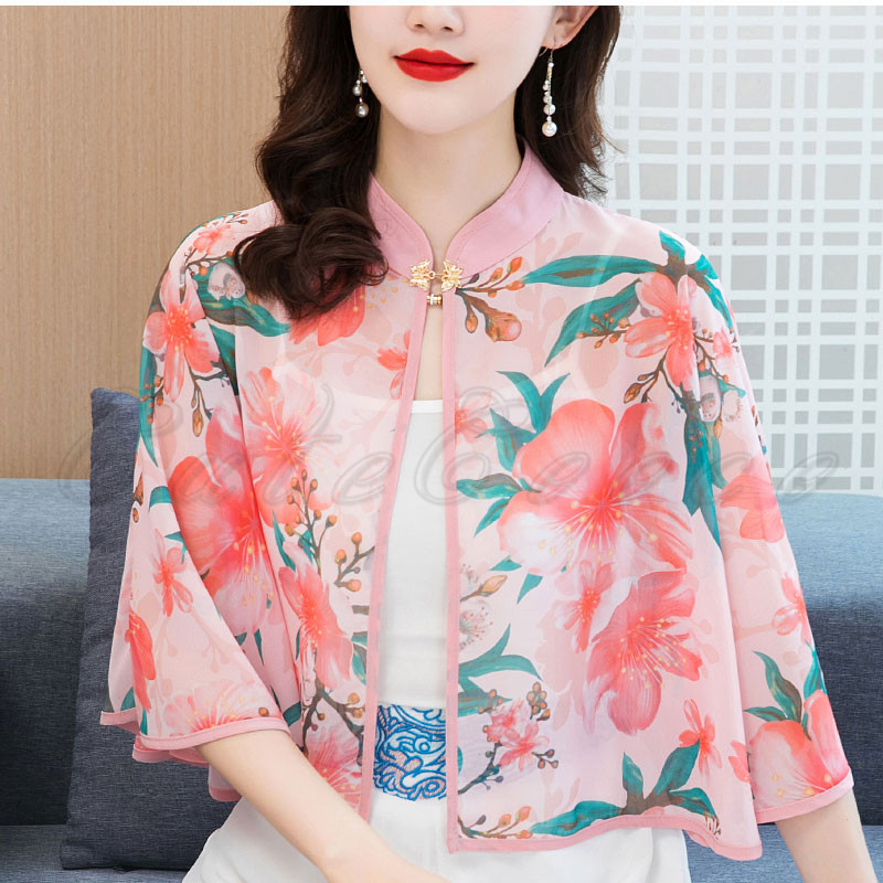 信頼も厚い ショール 花柄 レディース シフォンカーディガン ボレロ Clothing